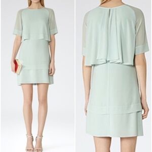 REISS Women's Corso Ice Green Layered Mini Dress Size 2